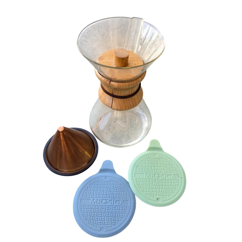 Chemex 8 Cup Pour Over Coffee Maker Wood Barista Warrior Filter MR.SIGA E3